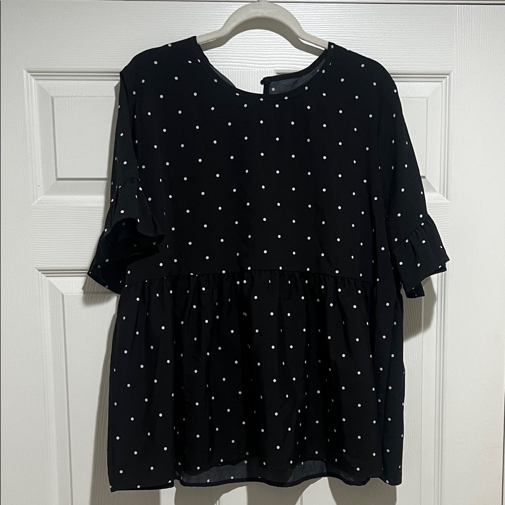 SHEIN Black and White Polka Dot Blouse